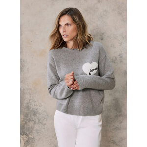 Mint Velvet Grey Cotton Blend Heart Jumper